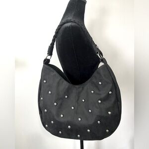 NWT Current Mood Black Studded Faux Suede Hobo Shoulder Bag Dolls Kill Oversized